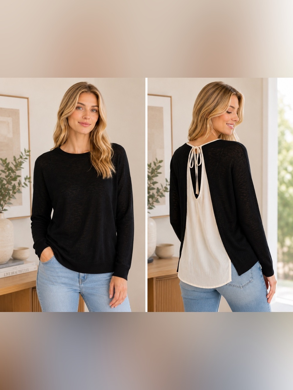 Sandro Paris Black Silk Back Sweater Women’s Size 2 – Great Condition